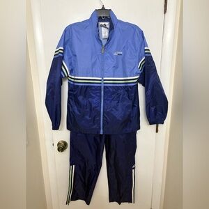 Vintage Adidas windbreaker tracksuit blue colorblock stripes women’s size small